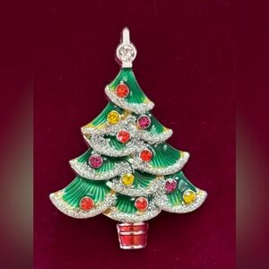 Macy’s Holiday Lane Jeweled Enamel Christmas Tree Brooch